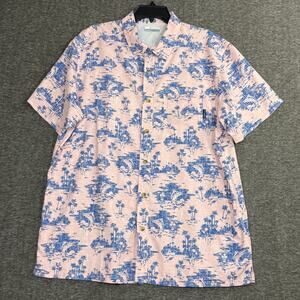 Columbia Shirt Mens size Large Pink PFG Tropical Vented Button Up Short Sleeve